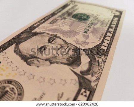 Closeup of dollars on white background. Selective focus.