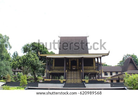 replicas of traditional houses trdisional southern Kalimantan Royalty-Free Stock Photo #620989568