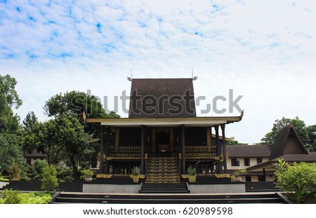 replicas of traditional houses trdisional southern Kalimantan Royalty-Free Stock Photo #620989598