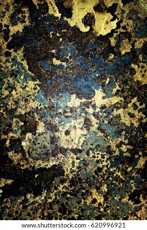 Color photo of metal surfaces with rust and paint
