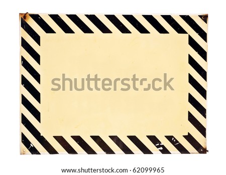 Empty metal plate with warning stripes