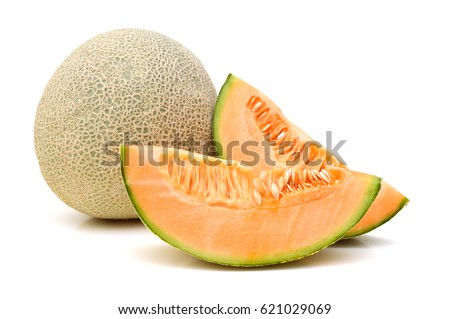 Cantaloupe melon on white background Royalty-Free Stock Photo #621029069