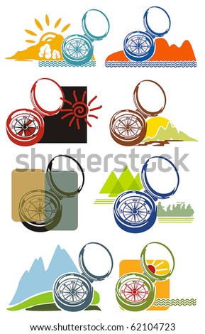 Compass vector Icons for Web. Construction or tourism concept. Abstract color element set of templates. Collection 2.