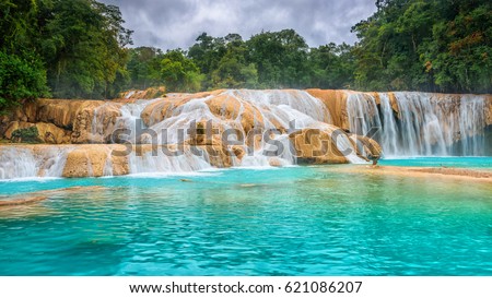 Waterfall Agua Azul, Chiapas. Located in Mexico