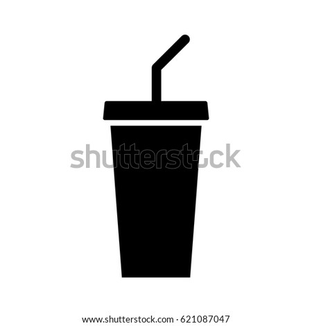 Soda beverage or soft drink with straw flat vector icon for food apps and websites