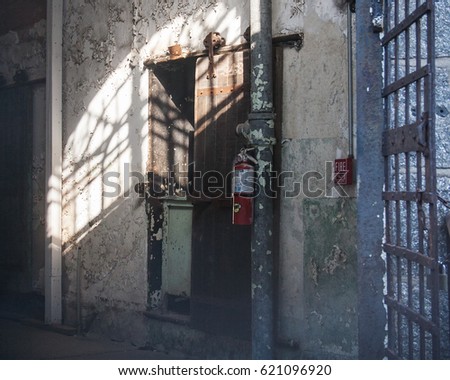 Old decaying metal door at the Eastern State Penitentiary