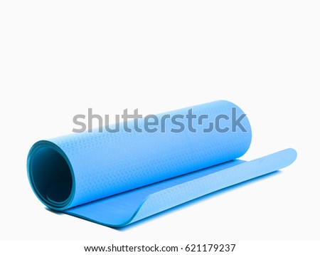 Blue sport mat on isolated background