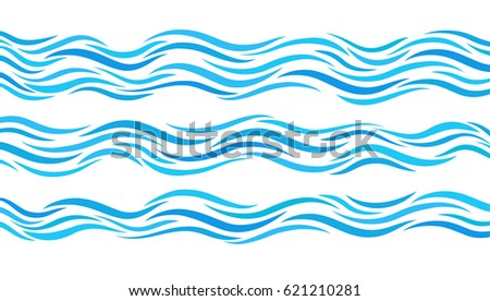 Blue wave patterns. Set of elements water.
