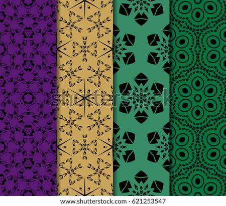 set of decorative geometric floral pattern. seamless vector illustration. for wallpaper, invitation, fabric textile