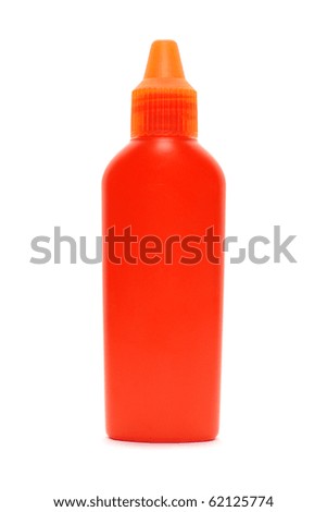 Orange plastic lotion container isolated on white bacground