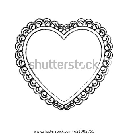 blurred silhouette heart with decorative frame vector illustration
