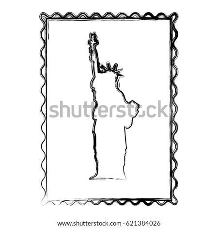 blurred silhouette frame of statue of liberty vector illustration