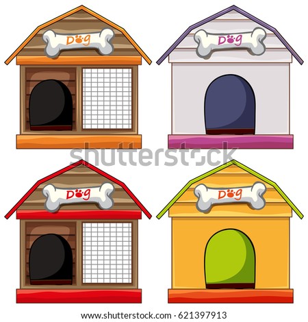 Different designs of doghouses illustration