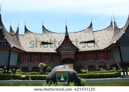 Replica traditional house western Sumatra, Padang Royalty-Free Stock Photo #621431120