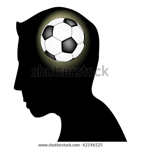 Soccer ball on the male head silhouette