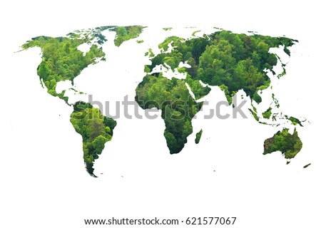 Ecology world map, green forest design. 