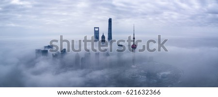 shanghai skyline view at sunrise