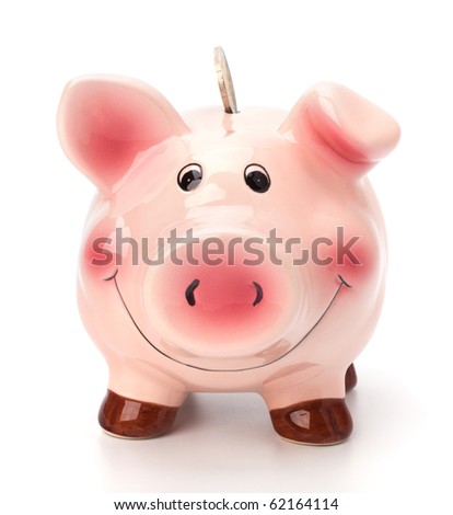 Business concept. Lucky piggy bank isolated on white background.