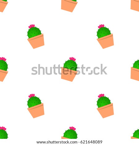 Cactus print for t-shirt, apparel, textile or wrapping. Pattern in white backgraund. Vector is seamless and repeatable.
