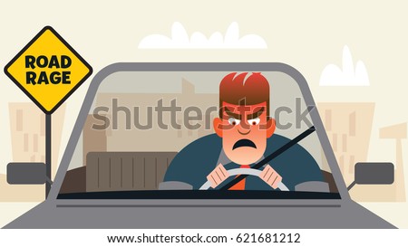 Angry driver with road rage Royalty-Free Stock Photo #621681212