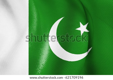 Flag of Pakistan or Islamic Republic of Pakistan on satin texture