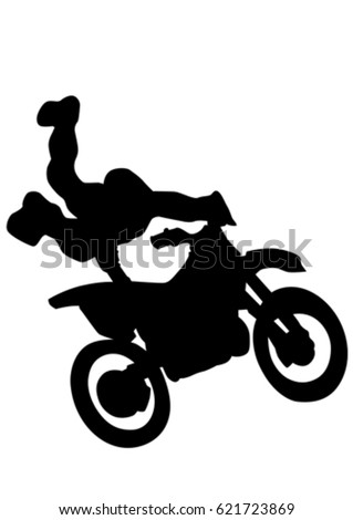 Man on flying bike on white background