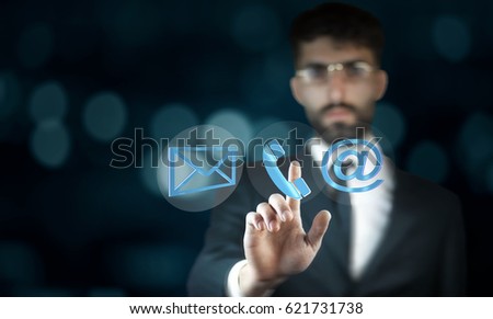 
man choosing mail as a contact method on bokeh background
