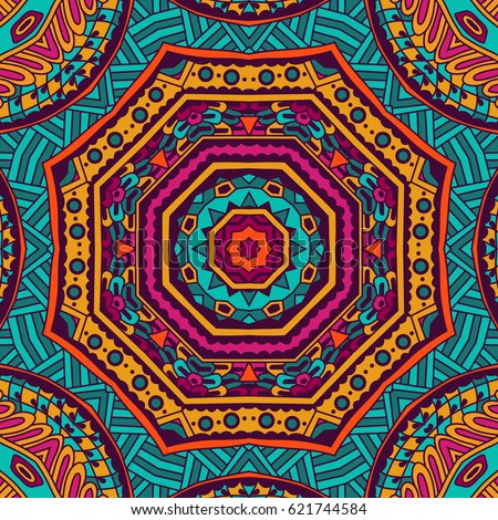 Abstract festive colorful mandala ethnic tribal pattern