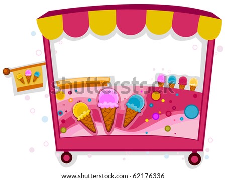 Colorful Illustration of an Ice Cream Stall - Vector