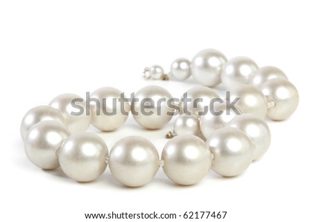 Beads from pearls, on a white background Royalty-Free Stock Photo #62177467