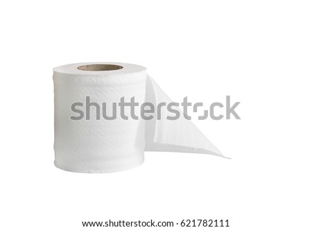 Roll of toilet paper or tissue isolated on white Royalty-Free Stock Photo #621782111