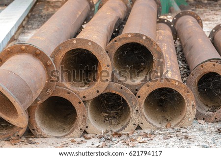 Old rusty steel pipe
