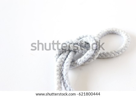 white heart rope on white back ground, art of rope , rope decorate , love flame, happy valentine , marry