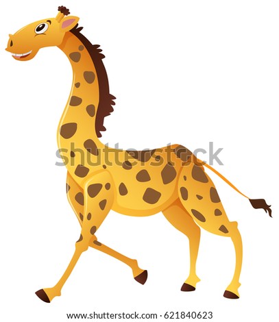 Wild giraffe running on white background illustration