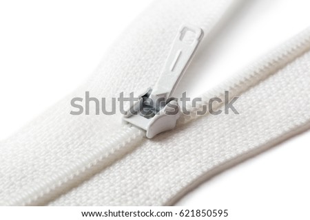 Close-up zipper, isolated on white background