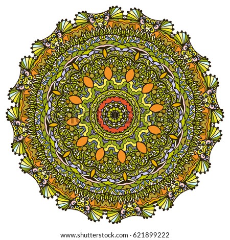 Vector image of a decorated mandala. It can be used to design postcards. For coloring books. Print on clothes.