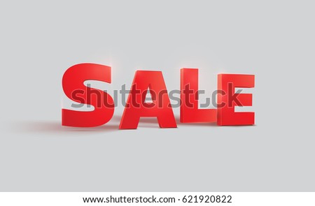 Vector illustration of 3d word SALE in red glossy color