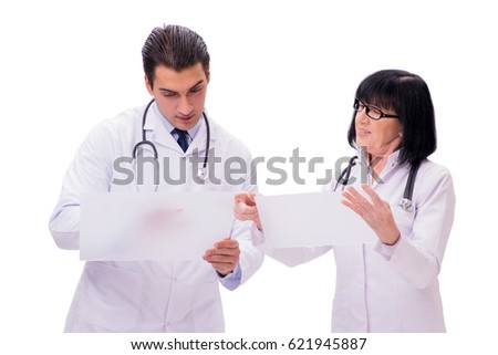 Two doctors isolated on the white background