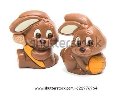Chocolate easter bunny isolated on white background