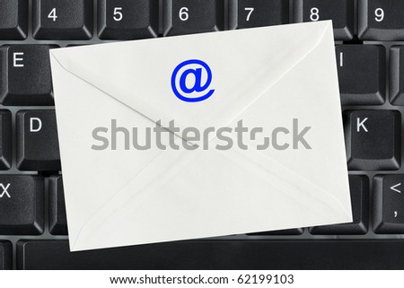 Computer keyboard and e-mail letter - business background