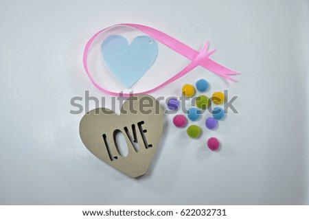 Props set with love concept on white background