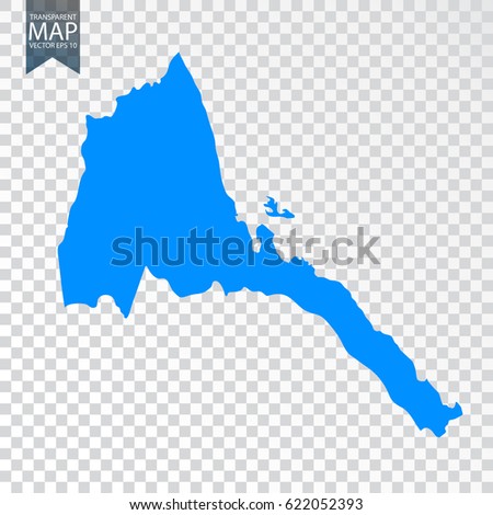 Transparent - high detailed blue map of Eritrea. Vector illustration eps 10.
