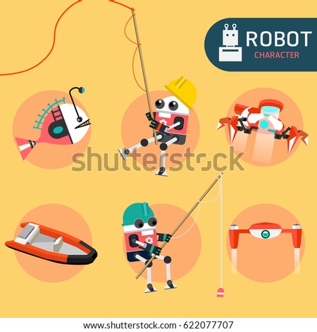 Robot character cartoon design illustration vector collection