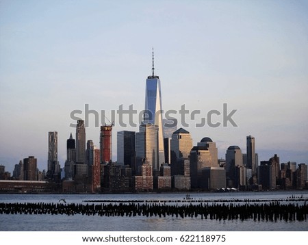 Downtown Manhattan skyline at afternoon from Hoboken Jersey City