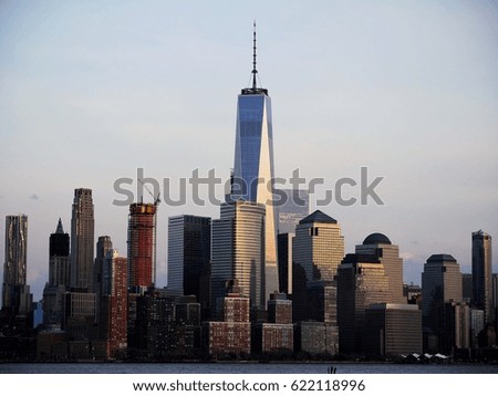 Downtown Manhattan skyline at afternoon from Hoboken Jersey City