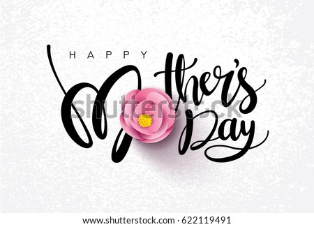 Happy Mother's Day Calligraphy with flower Background.Vector. Royalty-Free Stock Photo #622119491
