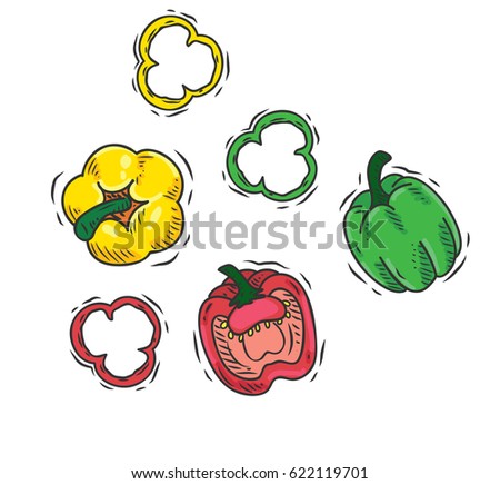 Hand drawn paprika isolated on white background