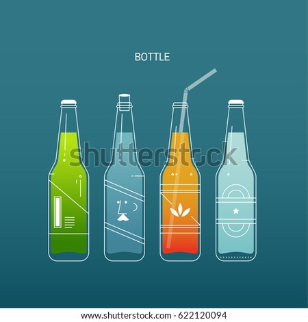 line beverage bottle vector illustration flat design