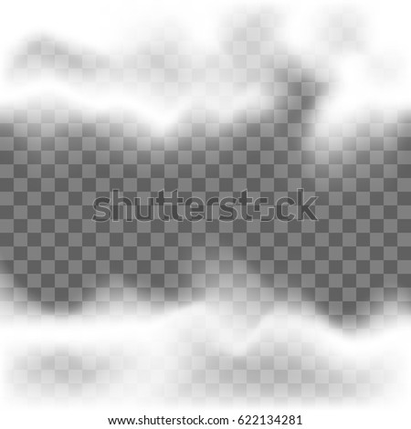Realistic clouds, isolated on transparent background. Vector illustration