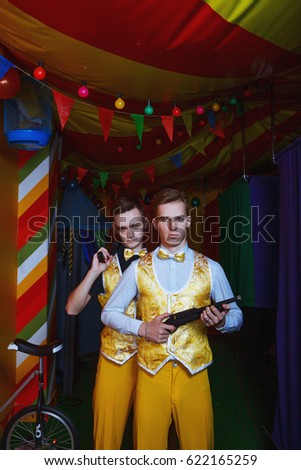 young beautiful actors in a circus